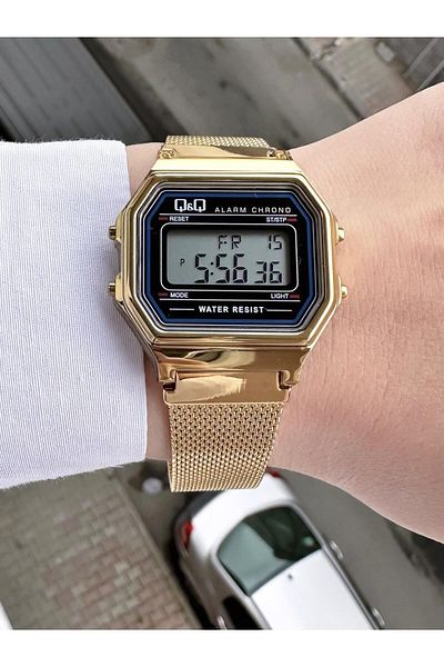 Q&Q Vintage Digital Women's Straw Cord Wristwatch