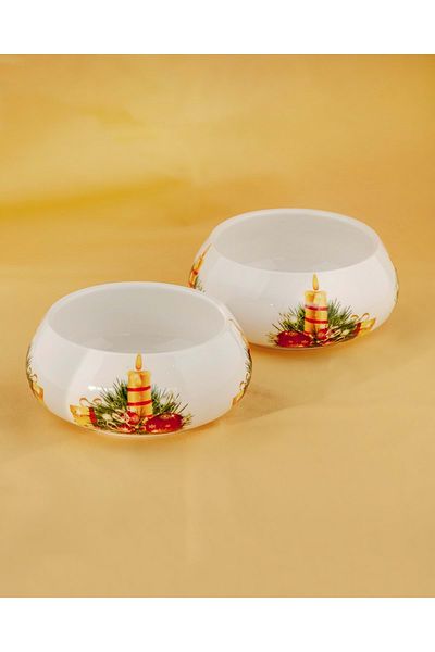 Bursa Porselen Dekor Candle 2 pieces of medium porcelain bowl