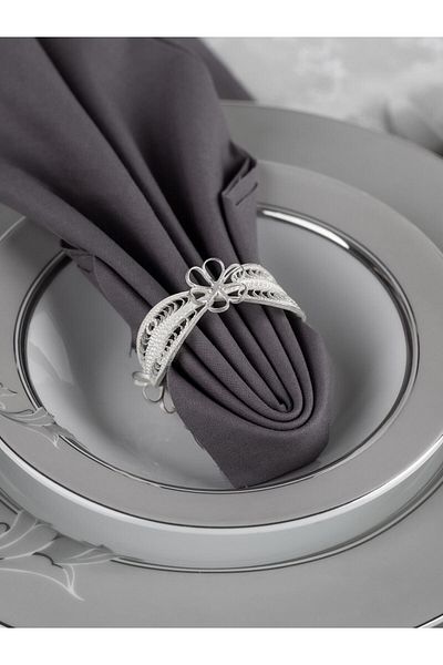Black Sea Port Filigree Handmade Napkin Ring Daisy Model 2 Pieces