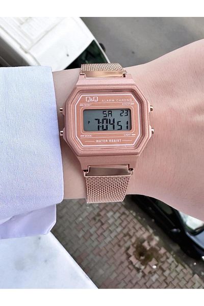 Q&Q  Vintage Digital Women's Straw Cord Wristwatch