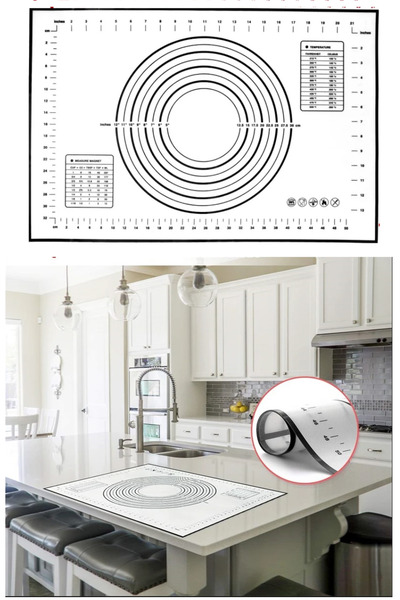 pengheng Silikon Hamur Açma Matı - Büyük Boy 60x80 Cm 1. Kalite Siyah