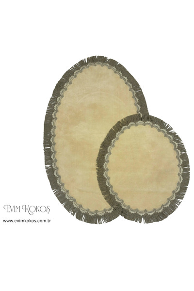 EVİMKOKOŞ مجموعة سجادة ممسحة أنيقة مزينة بالدانتيل