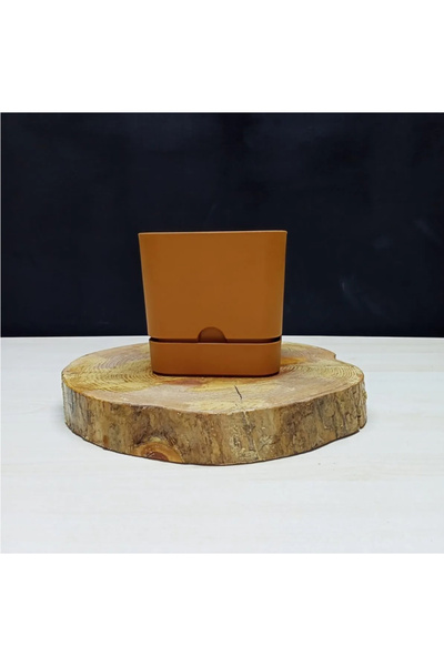 seazde PoliWork Begonya Tasarım Hardal Renkli 1.5 Lt Kare Saksı