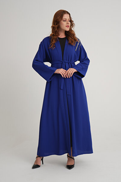 ayşegül yerlikaya PARLAMENT BLUE SANDED CREPE FABRIC ABAYA-FERACE TESETUR