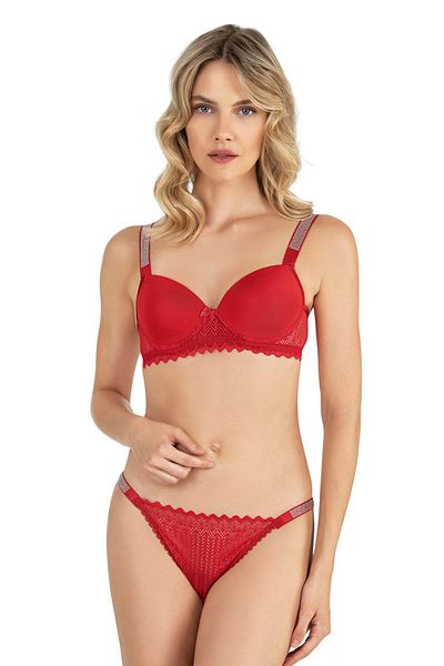 Fabony Supportless Lace and Rhinestone Bra Set - 4221
