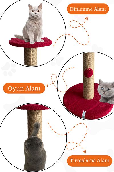 Nursoft Cat Scratching Board with Steps Red