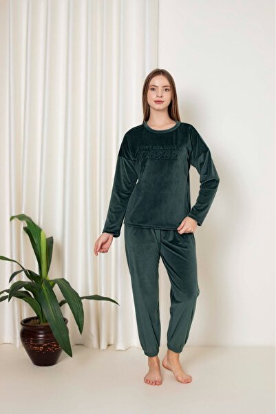 Lorz طقم بيجامة مخملية بدلة شتوية شبابية مخملية فرنسية بأرجل مطاطية