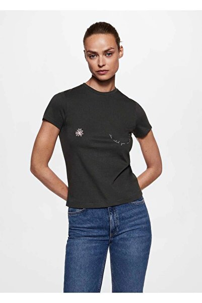 MANGO Woman Μαύρο Γυναικείο T-Shirt 37057770