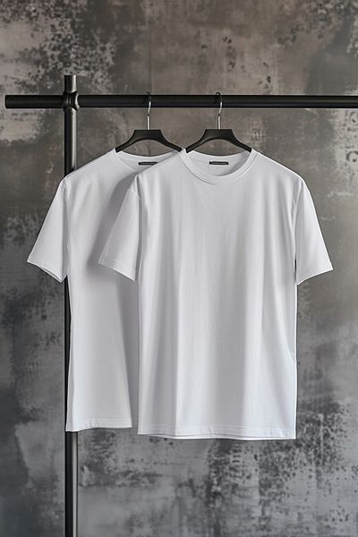 Trendyol Collection Weißes Slim-Fit-T-Shirt mit Rundhalsausschnitt – 100 % Baumwolle, 2er-Pack, kurze Ärmel TMNSS19BO0071