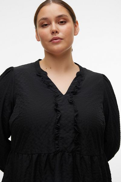 Veromoda Curve KRÁTKÉ ŠATY VMCCIRA LS FRILL WVN GA CUR