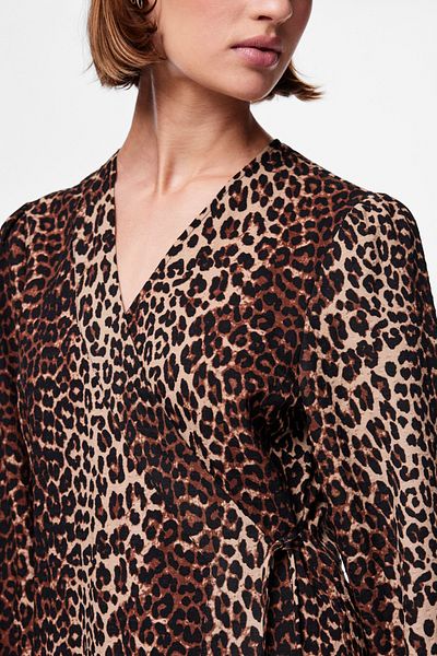 PIECES PCMELLISA LS WRAP MIDI DRESS