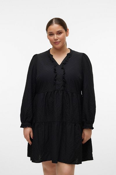 Veromoda Curve KRÁTKÉ ŠATY VMCCIRA LS FRILL WVN GA CUR
