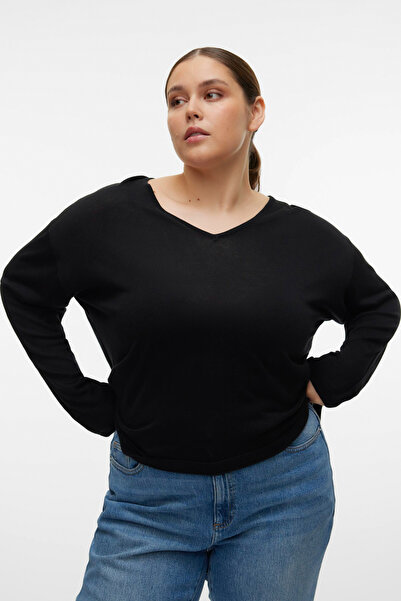 Veromoda Curve VMCNOVA LS pulovr s výstřihem do V GA NOOS CUR