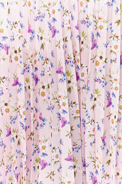 Trendyol Modest Púder virágmintás redőzött szőtt szoknya elasztikus derékkal TCTSS23EE00018