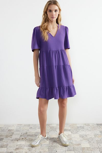 Trendyol Collection Фіолетова ткана міні-сукня широкого крою TWOSS20EL0400