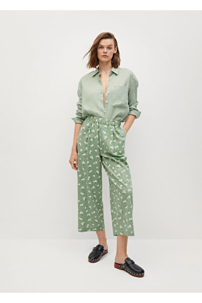 MANGO Woman Kadın Yeşil Pantolon 17950733