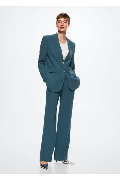 MANGO Woman Pantaloni de damă albaștri 37064379