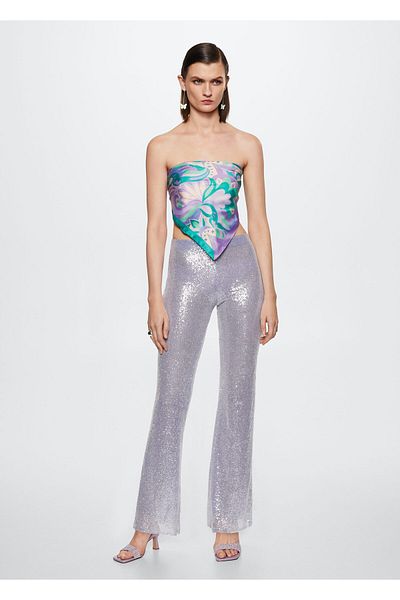 MANGO Woman Purple Women's Trousers 37050442