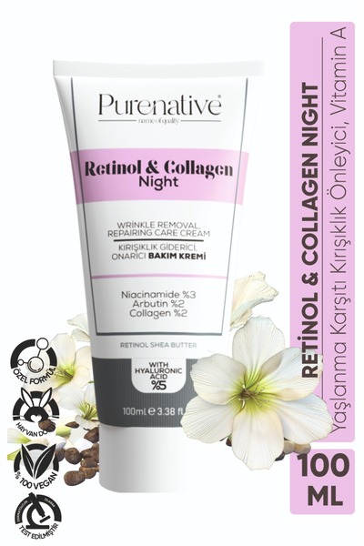 PURENATIVE 100 ml Yaşlanma Karşıtı, Kırışıklık Önleyici Retinol Vitamin A Cil...