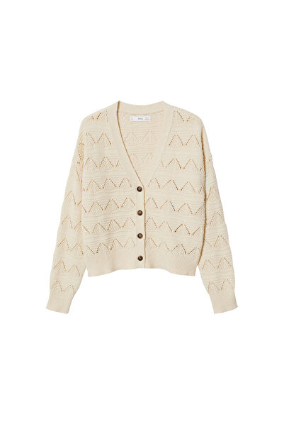 MANGO Woman Ecru Women's Cardigan 37040351