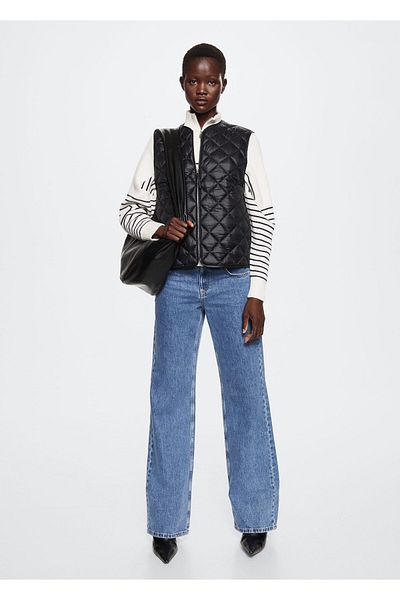 MANGO Woman Vestă neagră de damă37024377