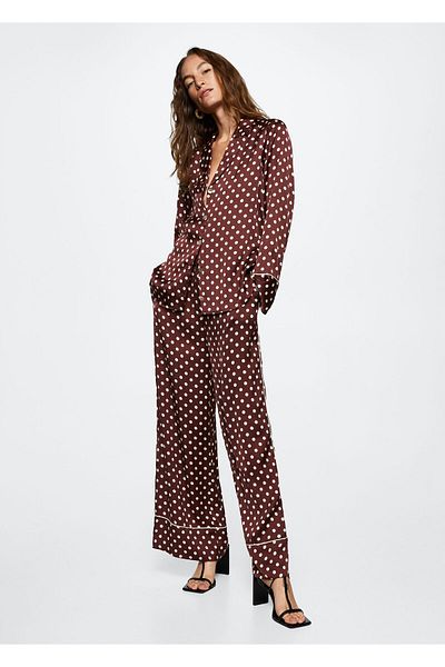 MANGO Woman Hnedé dámske nohavice 37082880