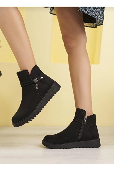 Özkan Ayakkabı SİYAH NUBUK FERMUARLI TERMO TABAN KIŞLIK BOT