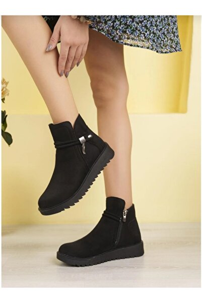 Özkan Ayakkabı SİYAH NUBUK FERMUARLI TERMO TABAN KIŞLIK BOT