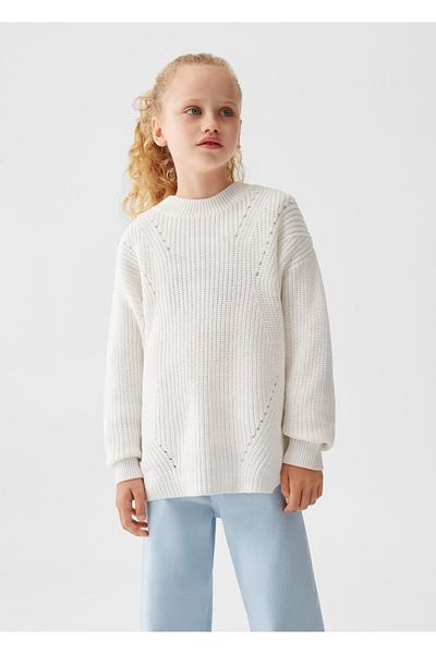 MANGO Kids Pulover alb pentru copii