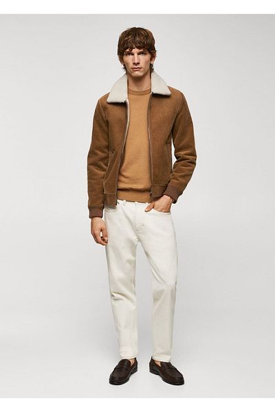 MANGO Man Corduroy Jacket with Faux Fur Inside