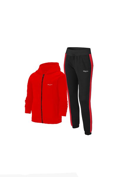 POSEIDON STORM Boy's Red Daily Athlete Comfortable Tracksuit Set 104cm-176cm Double Stripe