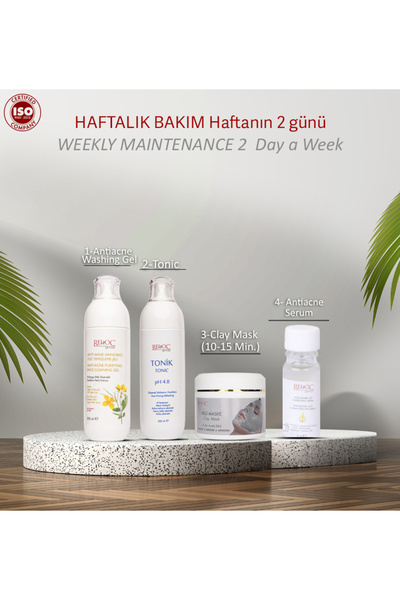 Rehoc Group Haftalık Bakım Seti Antiakne Jel+Tonik+Killi Make+Antiakne Serum ...