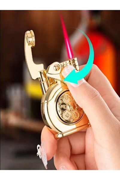 HK GİFT SHOP Rüzgar geçirmez lüks Jet Metal gazlı çakmak döner tabla özel tas...