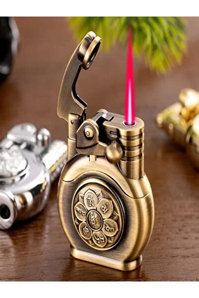 HK GİFT SHOP Rüzgar geçirmez lüks Jet Metal gazlı çakmak döner tabla özel tasarım çakmaK