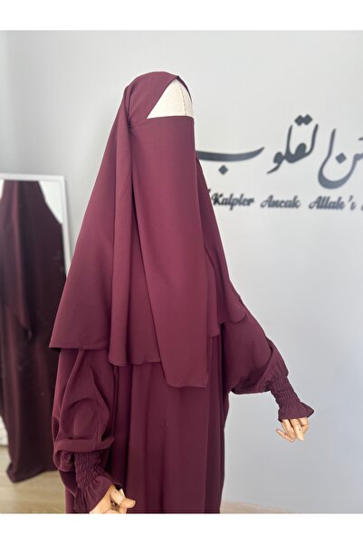 MERVERA Tek katlı sufle eşarp afganbaş orta boy peçeli khimar medine ipeği