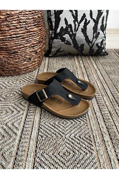 Behtah Kundura Unisex Orthopedic Cork Sole Comfort Model Flip Flops Daily Comfortable Outdoor Indoor Slippers