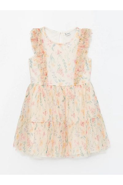 LC Waikiki LCW Kids Bike Collar Floral Girl's Tulle Dress