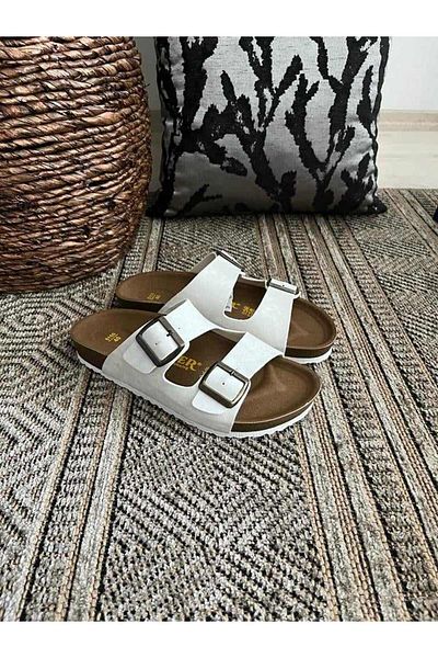 Behtah Kundura Παντόφλες μοντέλου Comfort με ορθοπεδική σόλα από φελλό Unisex με διπλή πόρπη Καθημερινές άνετες παντόφλες εσωτερικού χώρου