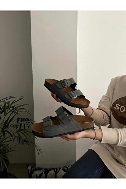 Behtah Kundura Παντόφλες μοντέλου Comfort με ορθοπεδική σόλα από φελλό Unisex με διπλή πόρπη Καθημερινές άνετες παντόφλες εσωτερικού χώρου