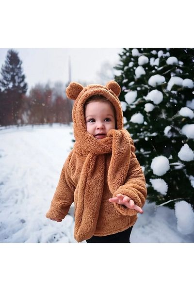 BEBEĞİME ÇORAP Плюшен шал за бебе и дете, шапка с качулка, Welsoft Polar, грейка за врата