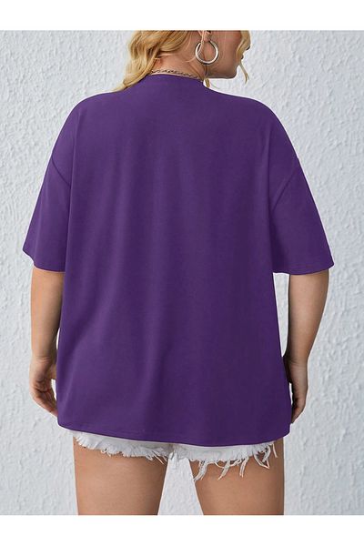 MAGORS Καλιφόρνια εμπριμέ Oversize βαμβακερό μωβ μπλουζάκι
