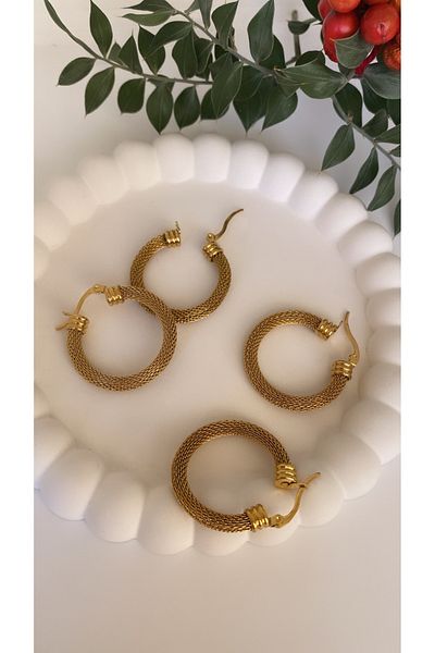 VNS Accessories Steel Design Hoop Earrings