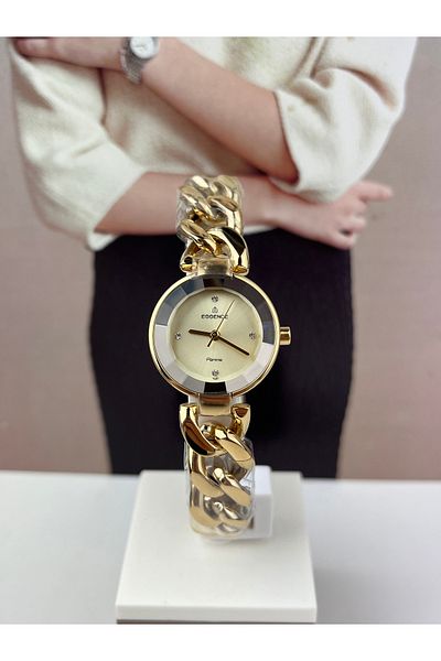 Essence Chained Gold Women's Wristwatch - 3 ATM Waterproof