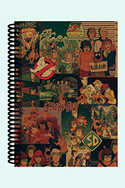 Namgo Scooby Doo Kolaj Temalı 200 Sayfa Hediyelik A5 Spiralli Kraft Kapak Defter