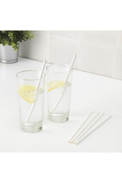 IKEA 100 White Paper Straws - 100 Pieces Paper Straws Förnyande Paper Straws, White