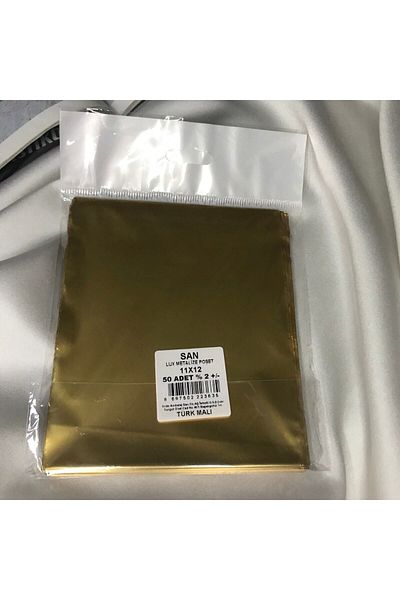 bisaccia Gold Single Color Gift Wrap Metalized Gold Bag with Tape 11x12 Cm - 1 Pack (50 Pieces)