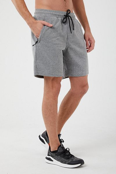 UNIQROY Men's Shorts Gray Regular Fit Flexible Waisted Zippered Side and Back Pocket