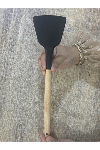 MorzaHome Bambu Saplı Silikon SPATULA ( SİYAH.Moe