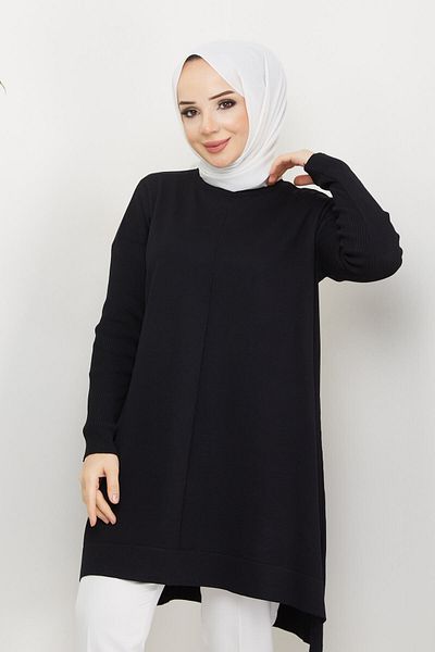 AVSARWEAR Mira Merserize Hijab Tunic Black - Avs-evzad180