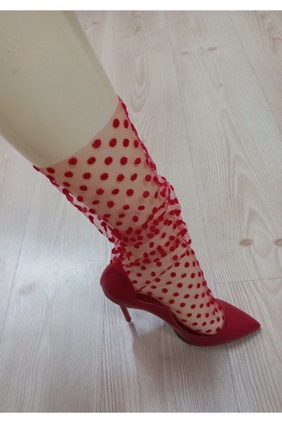 es moda shop Ibiza polka dot gauze socks red